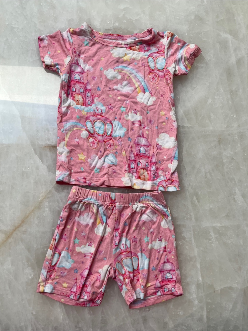 Posh Peanut Pink Castle & Rainbow Short Pajama Set